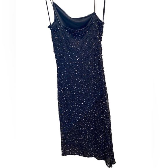 New MNG From Mango Dress Women’s Size 6 Asymmetrical Black Glitzy Evening Gown - Picture 2 of 16